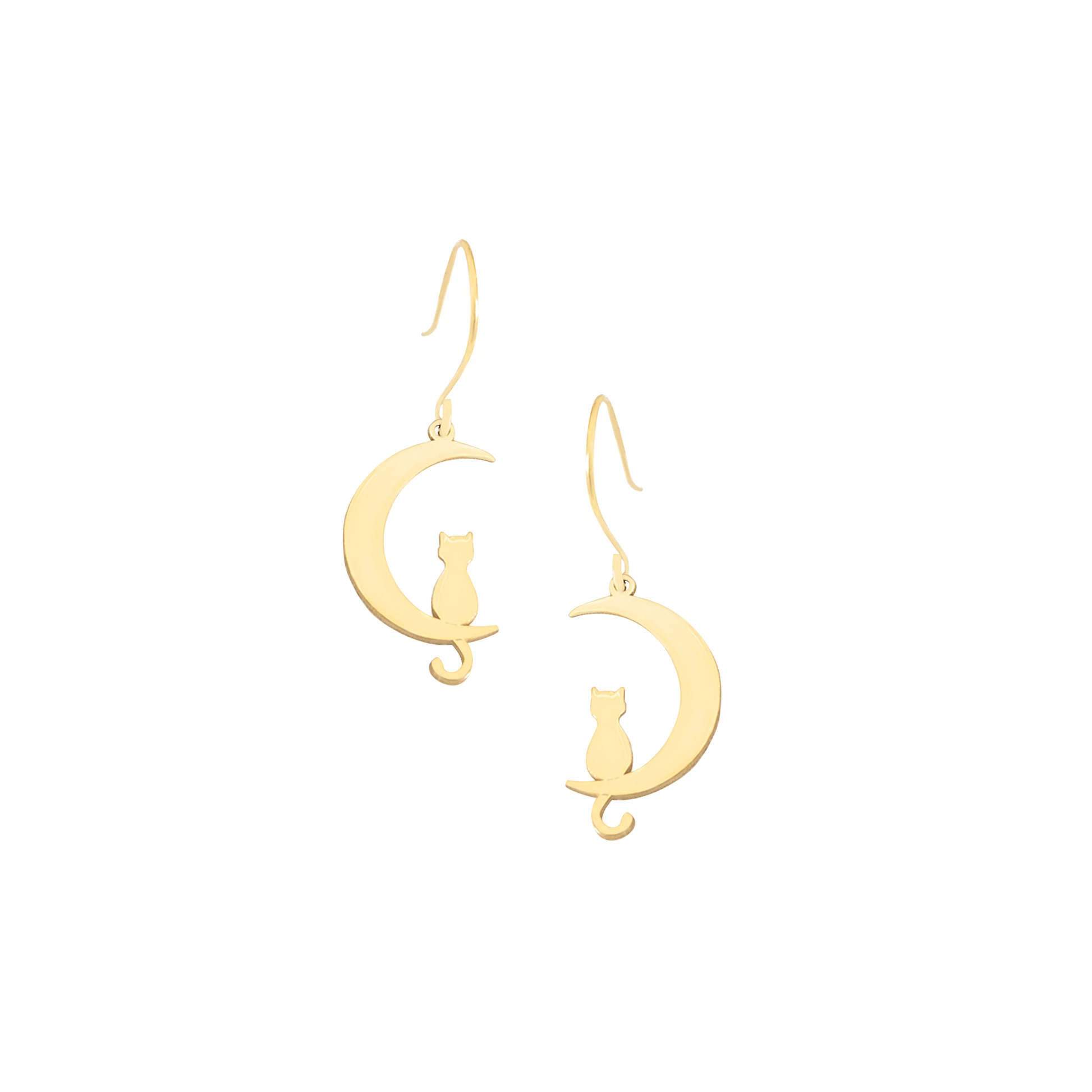 Cat Moon Drop Earrings - Cat Jewelry