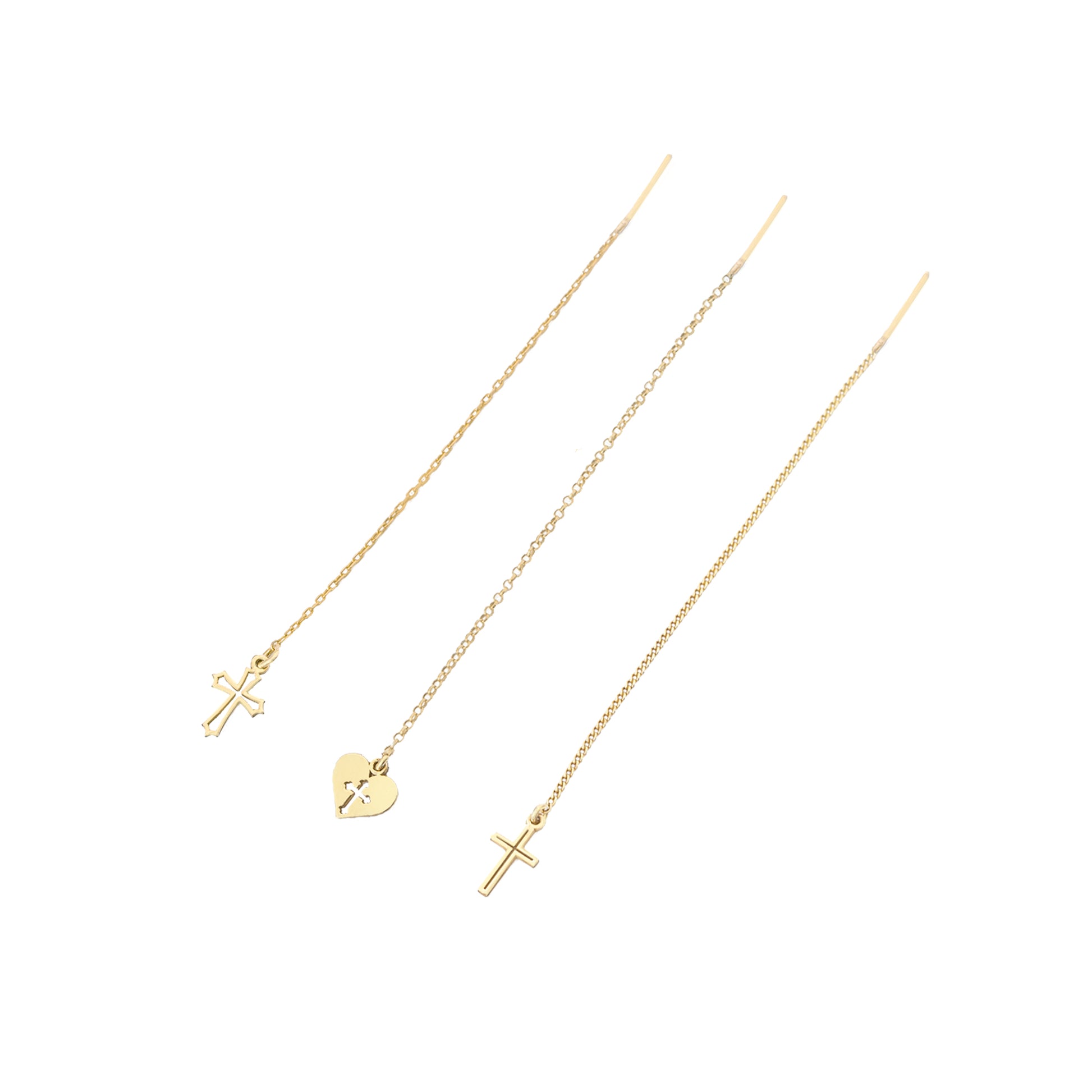 925 Sterling Silver Threader Cross Earring