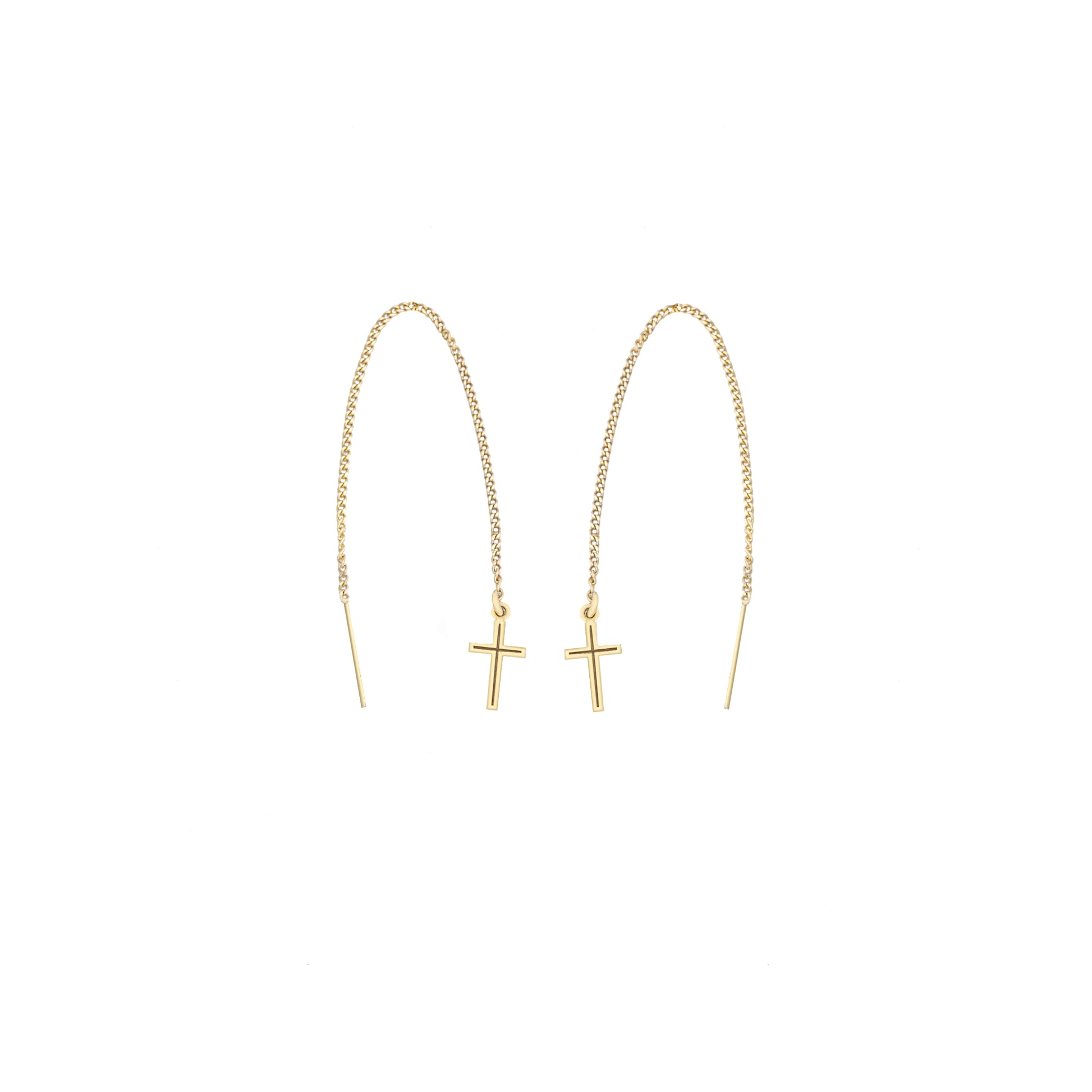 925 Sterling Silver Threader Cross Earring