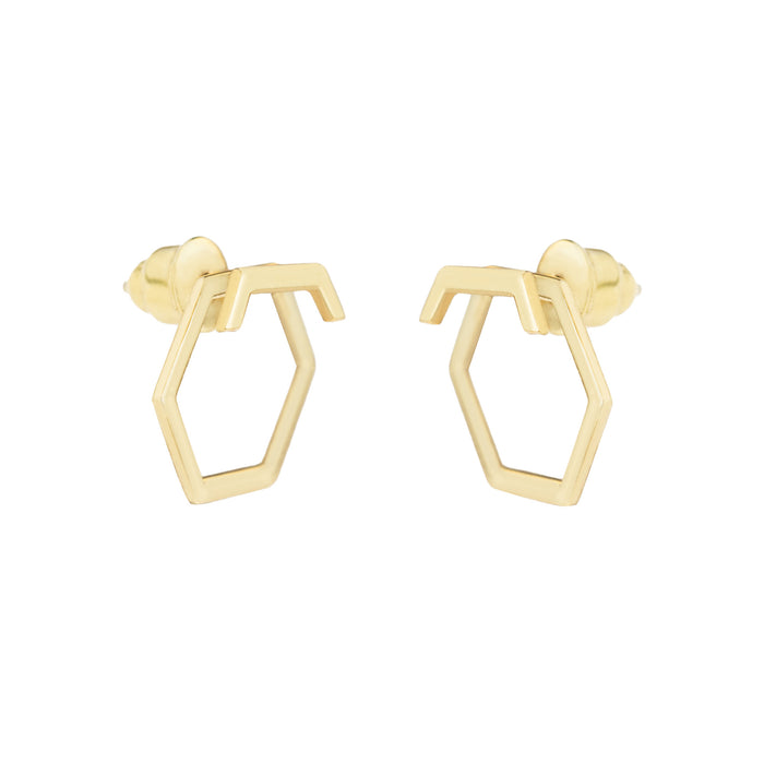 925 Sterling Silver Hexagon Ear Jacket Earrings