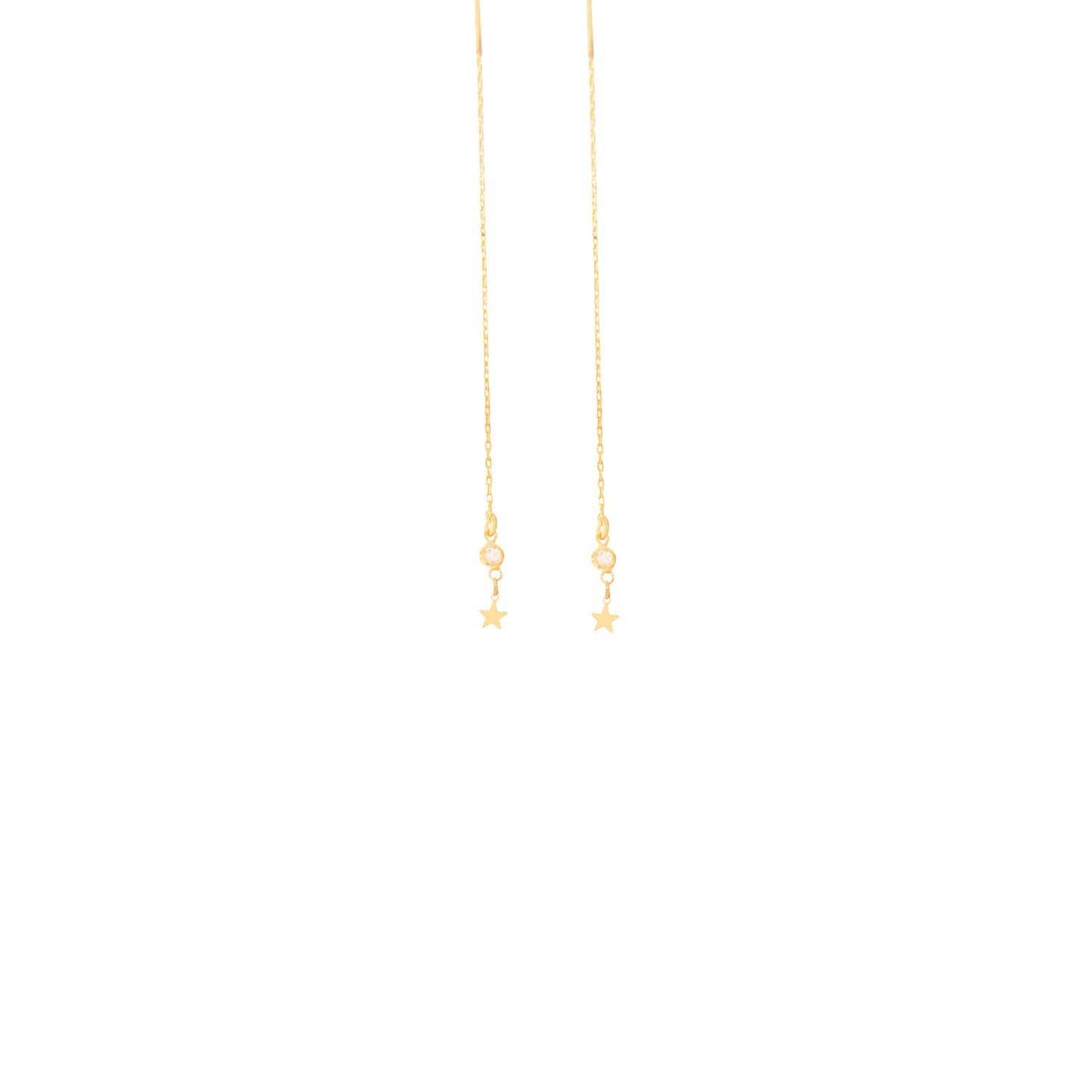 925 Sterling Silver Tiny Star Diamond Threader Earrings