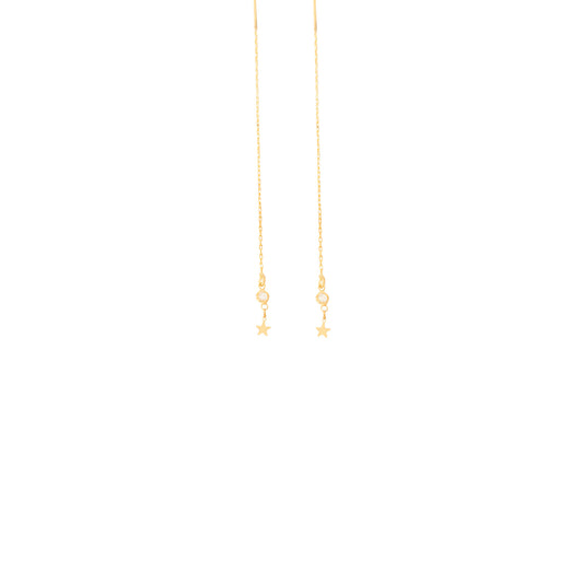 925 Sterling Silver Tiny Star Diamond Threader Earrings