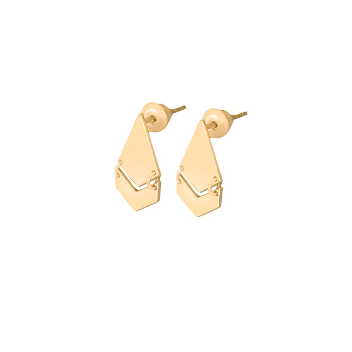 925 Sterling Silver Rank Double Earrings