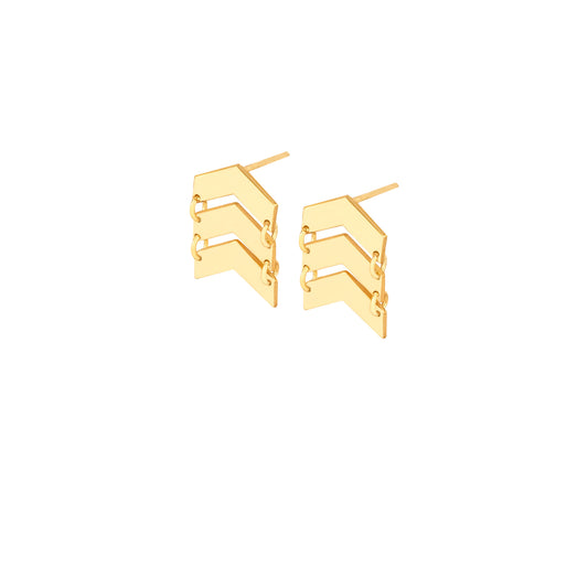925 Sterling Silver Triple Rank Chevron Arrow Earring