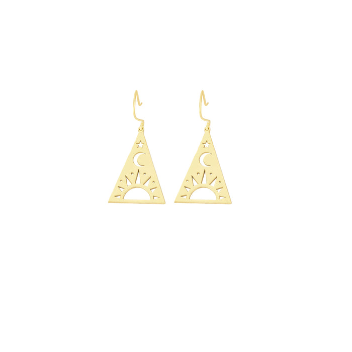 925 Sterling Silver Triangle Celestial Earrings