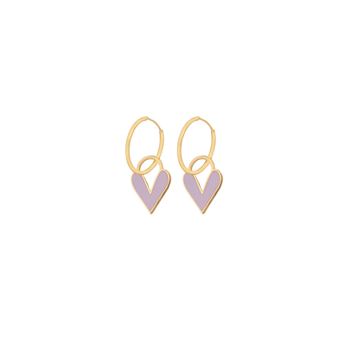 925 Sterling Silver Lilac Color Heart Earring