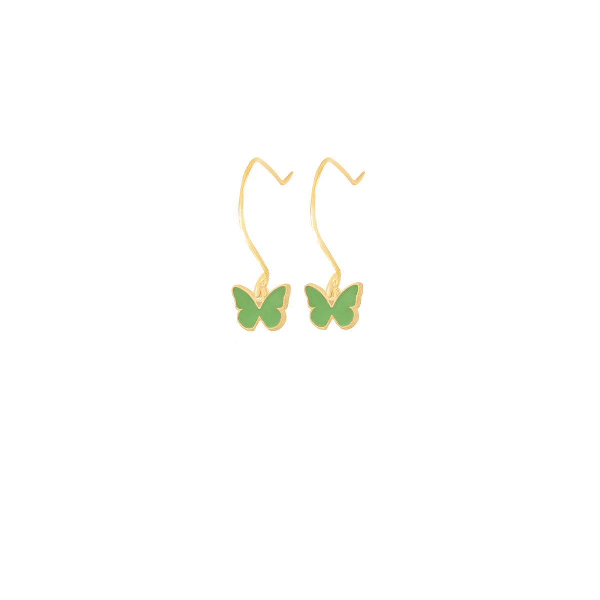 925 Sterling Silver Green Enamel Butterfly Earrings