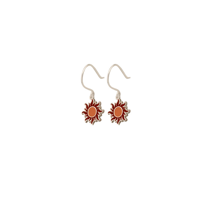 925 Sterling Silver Red Sun Earrings