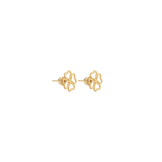 925 Sterling Silver Heart Four Leaf Clover Earring
