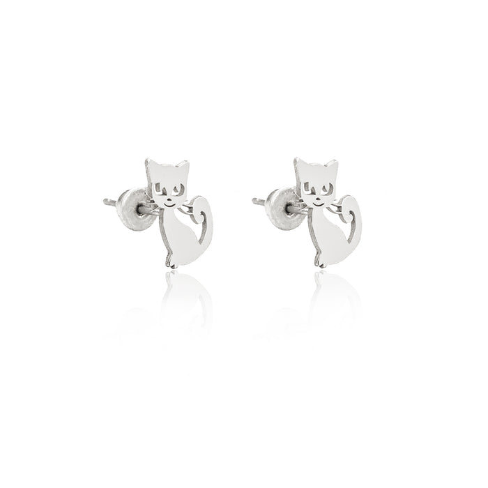 925 Sterling Silver Cat Earrings