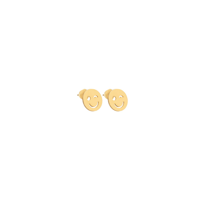 925 Sterling Silver Wink Emoji Earrings