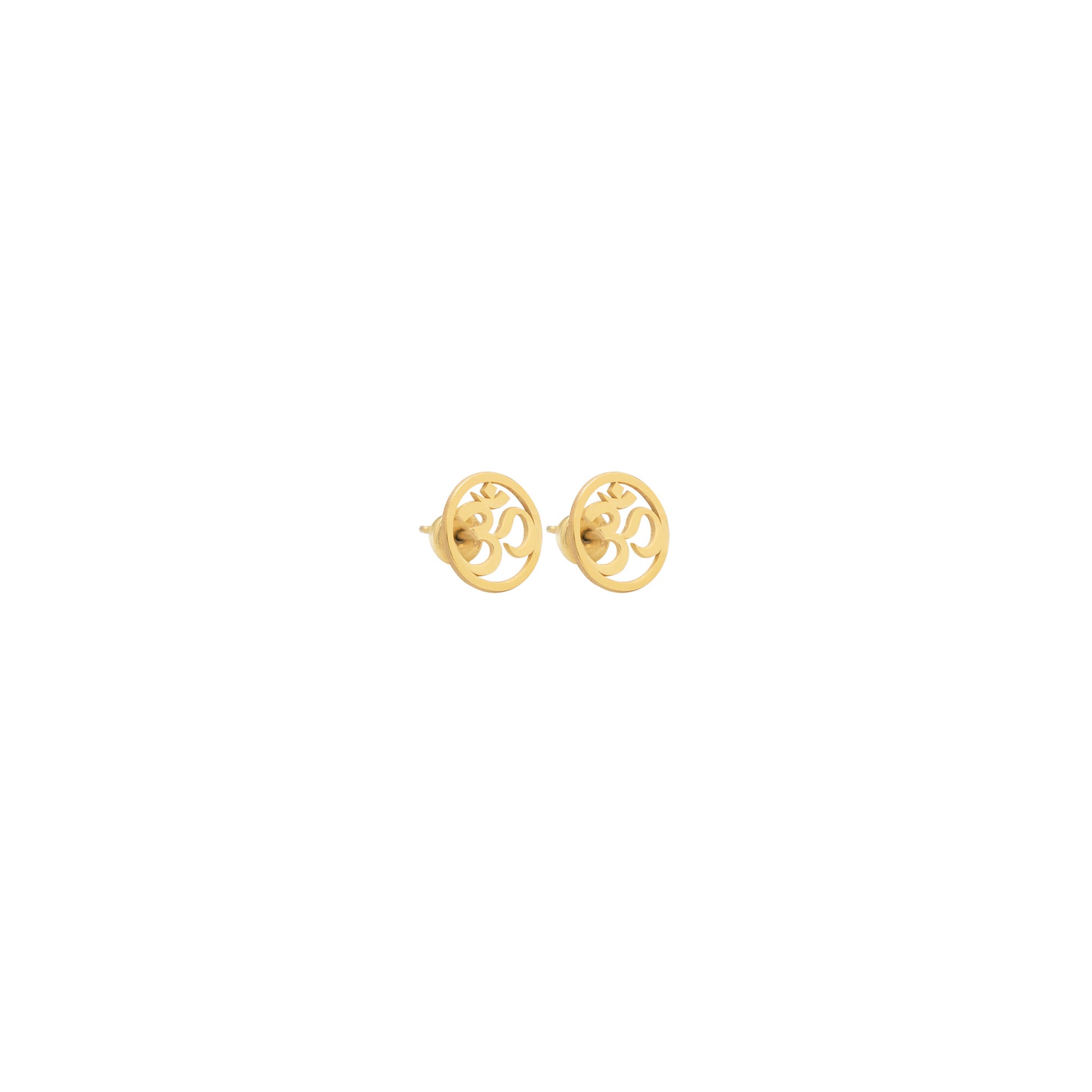 925 Sterling Silver Round Om Earrings