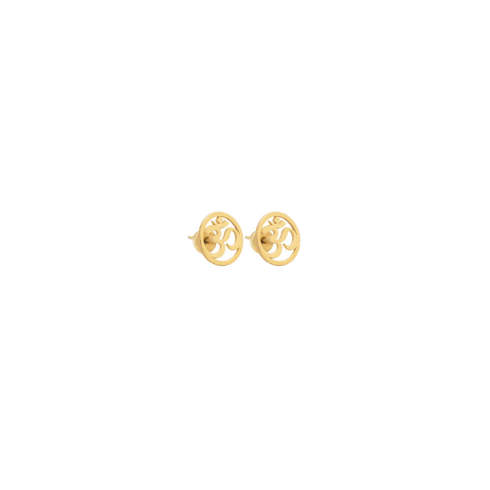 925 Sterling Silver Round Om Earrings