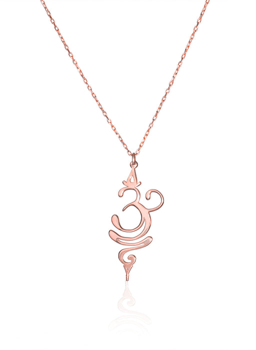 925 Sterling Silver Gold Yoga Breathe Necklace - Buddhist Symbol Necklace