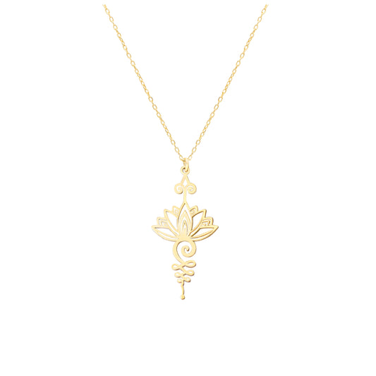 925 Sterling Silver Lotus Unalome Pendant Necklace - Spiritual Yoga Jewelry