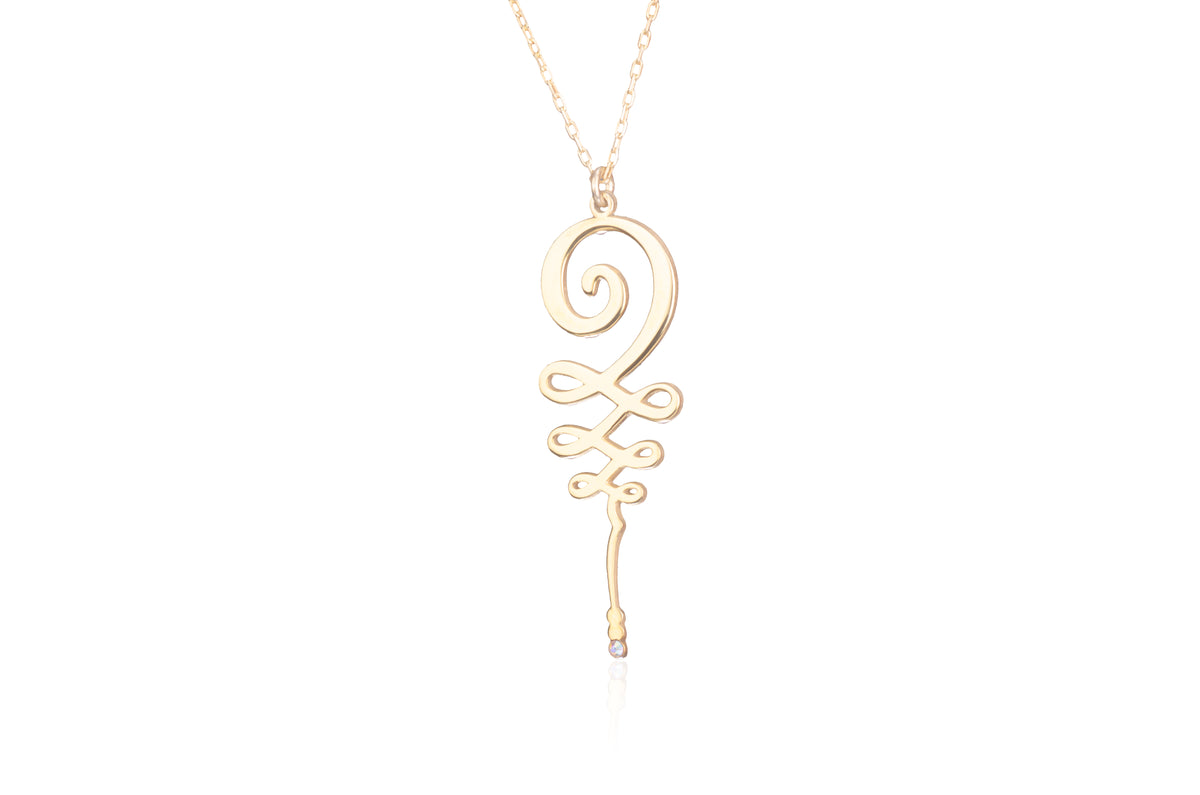 925 Sterling Silver Unalome Necklace with Stone