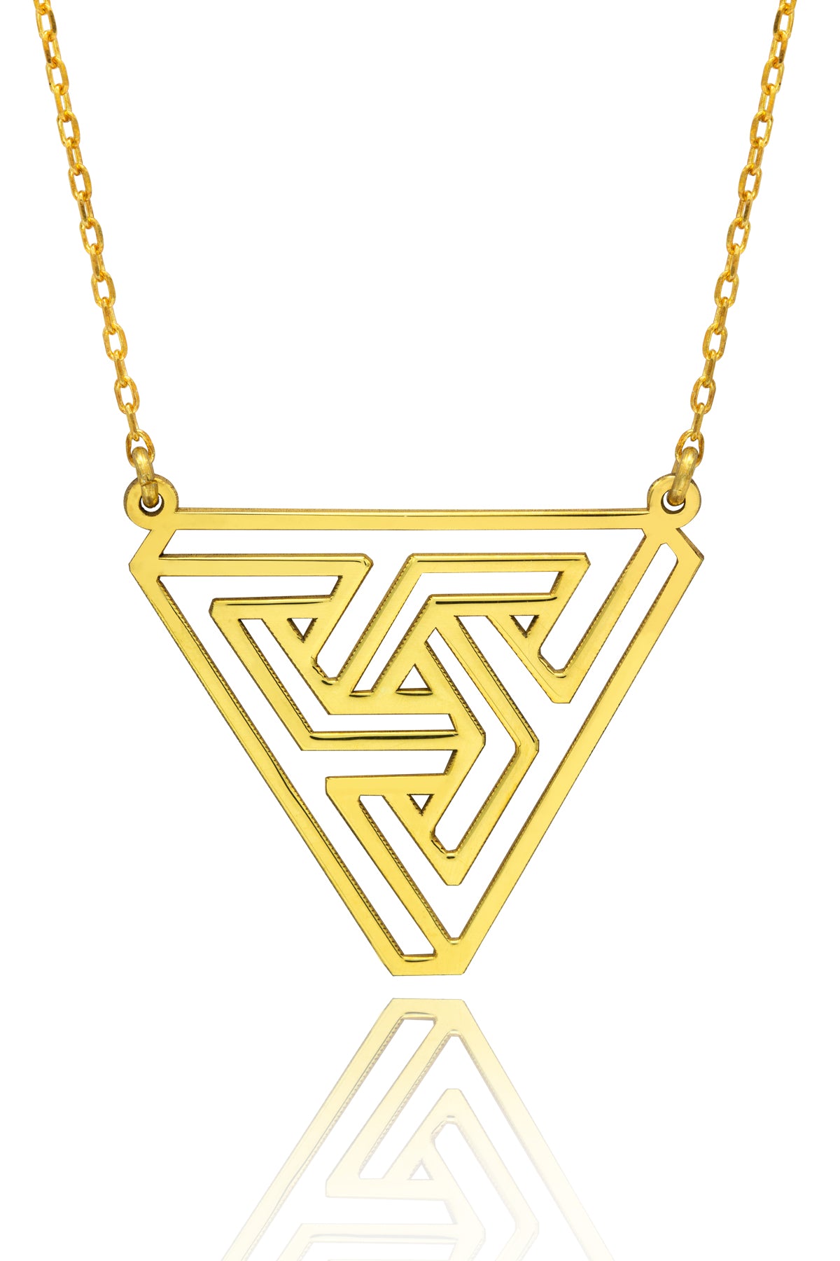 925 Sterling Silver Penrose Triangle Necklace - Impossible Tribar Necklace