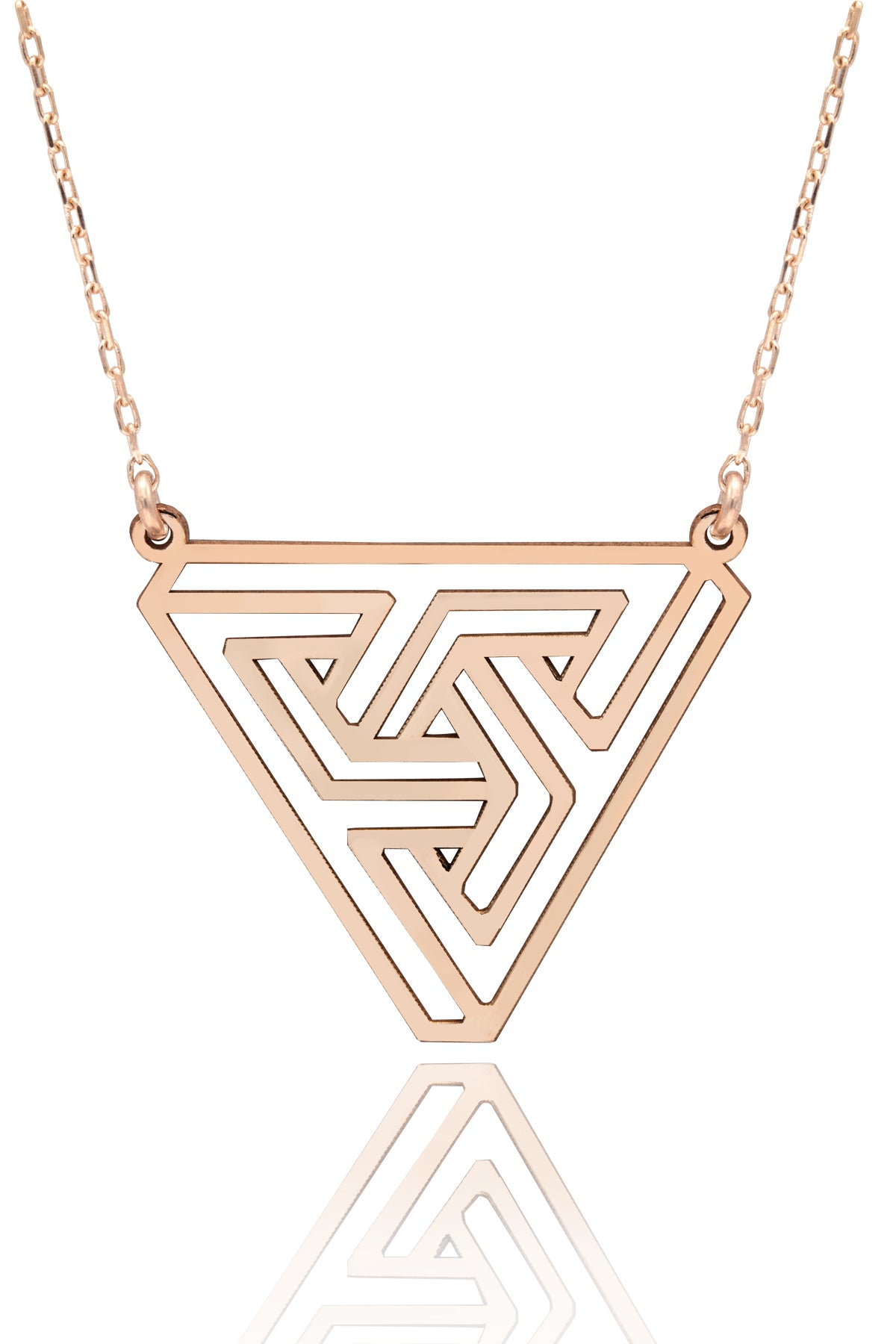 925 Sterling Silver Penrose Triangle Necklace - Impossible Tribar Necklace