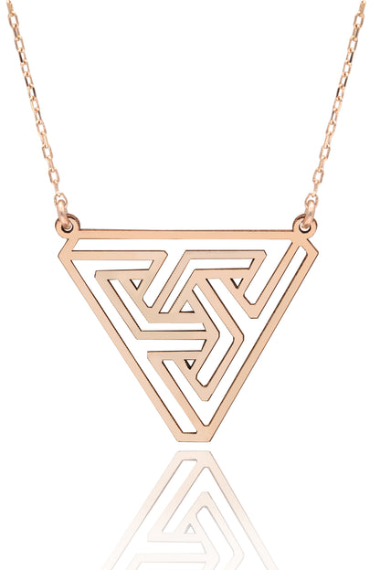 925 Sterling Silver Penrose Triangle Necklace - Impossible Tribar Necklace