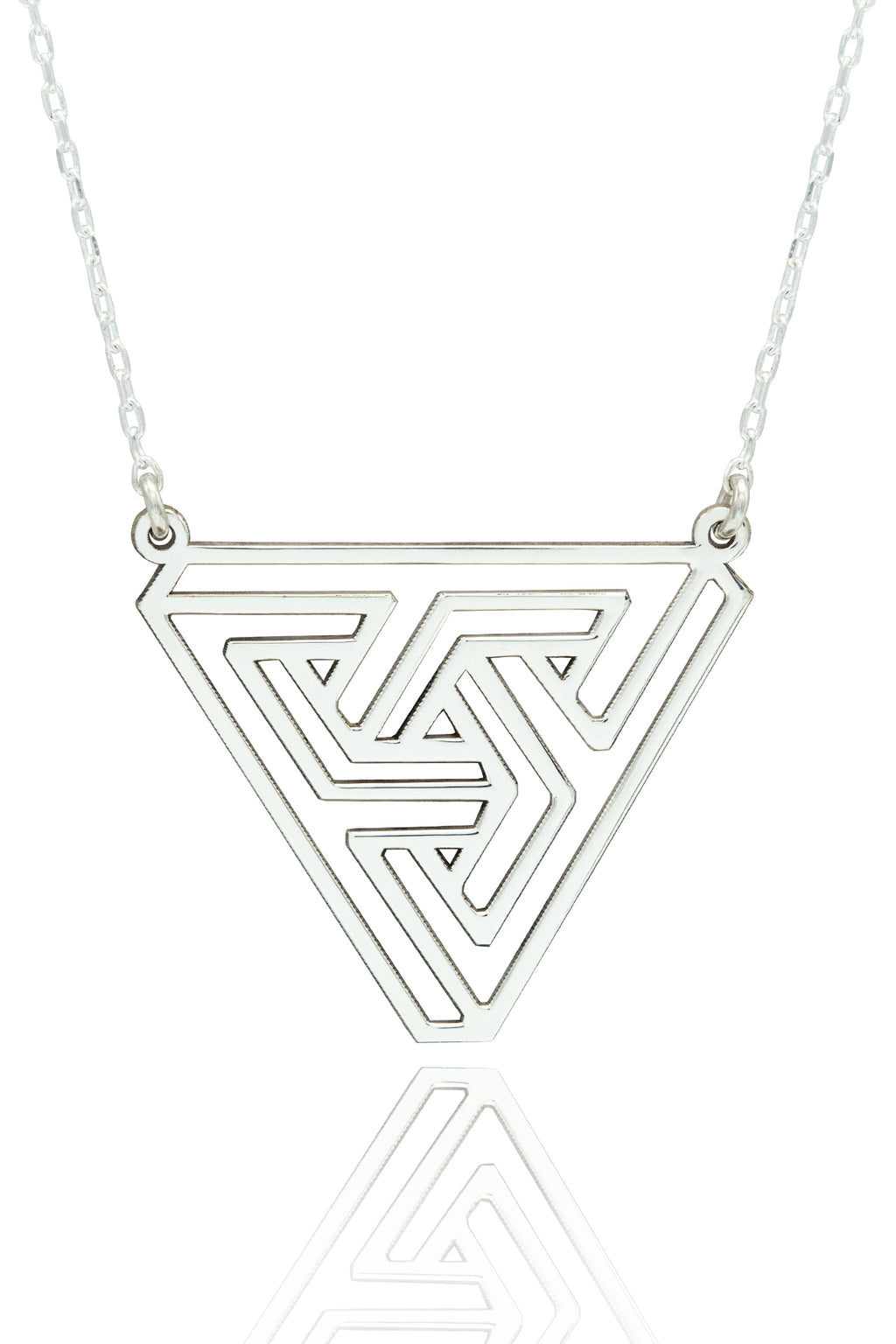 925 Sterling Silver Penrose Triangle Necklace - Impossible Tribar Necklace