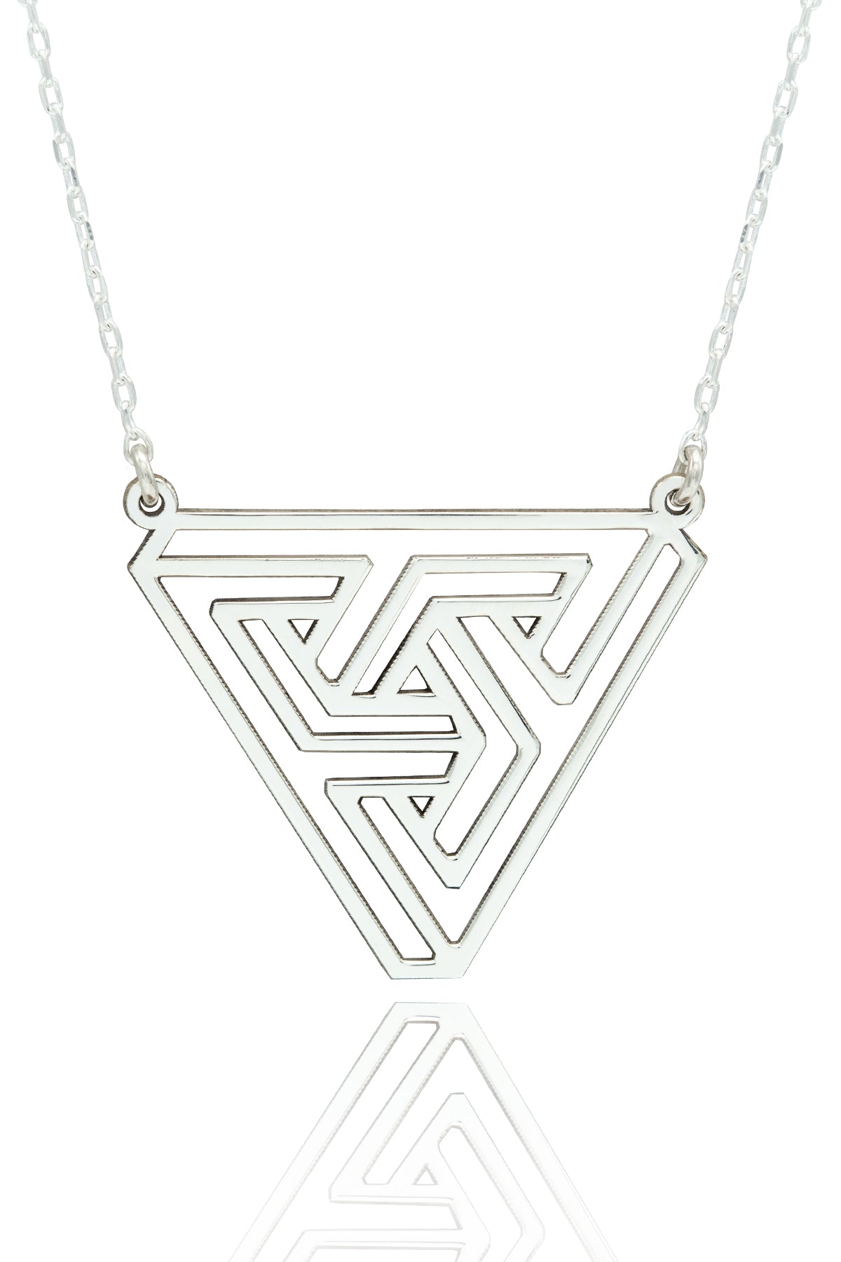925 Sterling Silver Penrose Triangle Necklace - Impossible Tribar Necklace