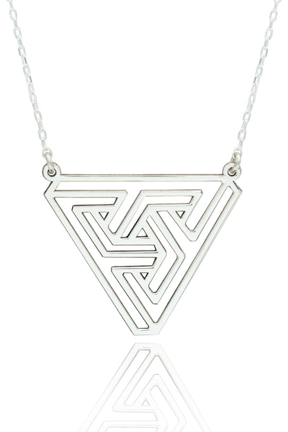 925 Sterling Silver Penrose Triangle Necklace - Impossible Tribar Necklace