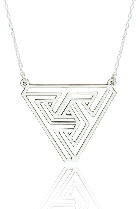 925 Sterling Silver Penrose Triangle Necklace - Impossible Tribar Necklace