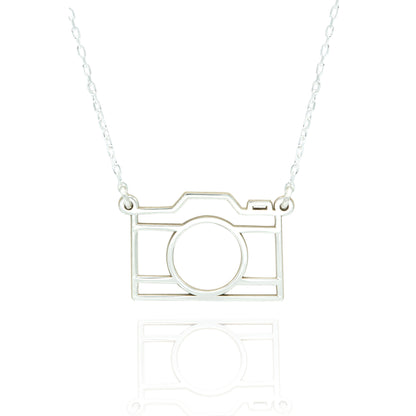 925 Sterling Silver Origami Camera Necklace