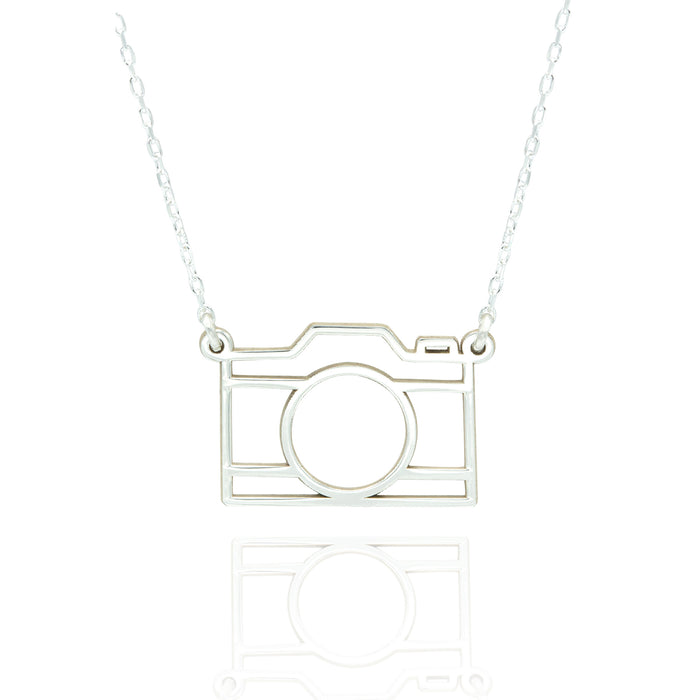 925 Sterling Silver Origami Camera Necklace