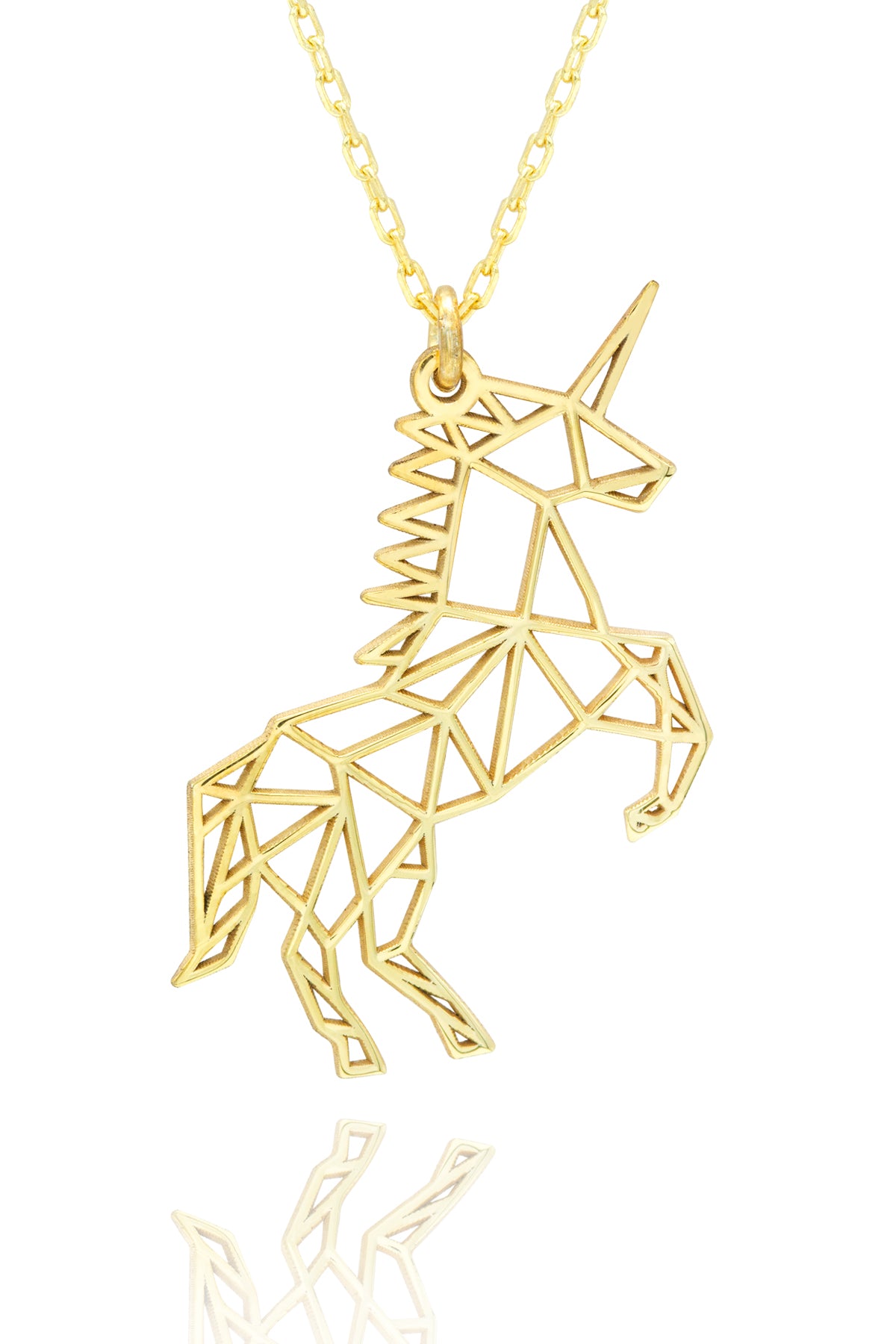 925 Sterling Silver Origami Unicorn Necklace