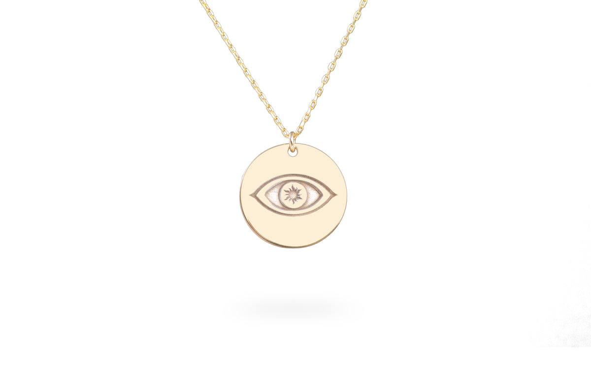 925 Sterling Silver Eye Of Horus Disc Necklace