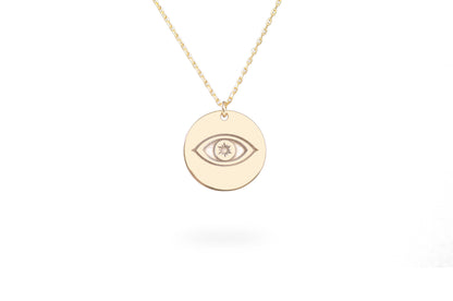 925 Sterling Silver Eye Of Horus Disc Necklace