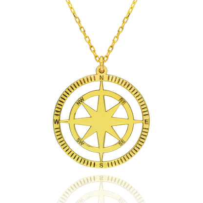925 Sterling Silver Compass Necklace