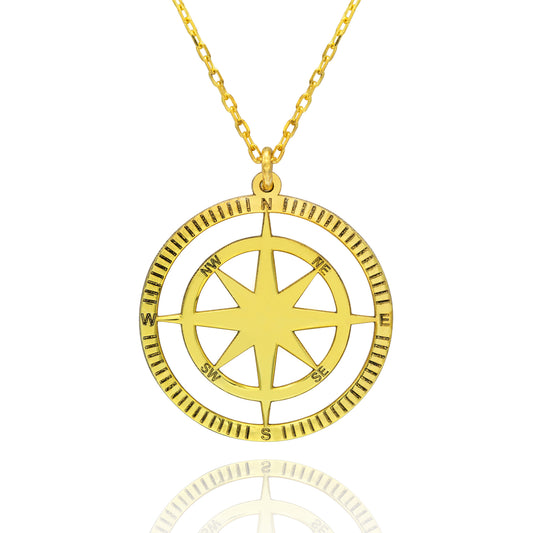 925 Sterling Silver Compass Necklace