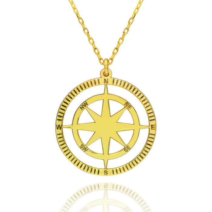 925 Sterling Silver Compass Necklace