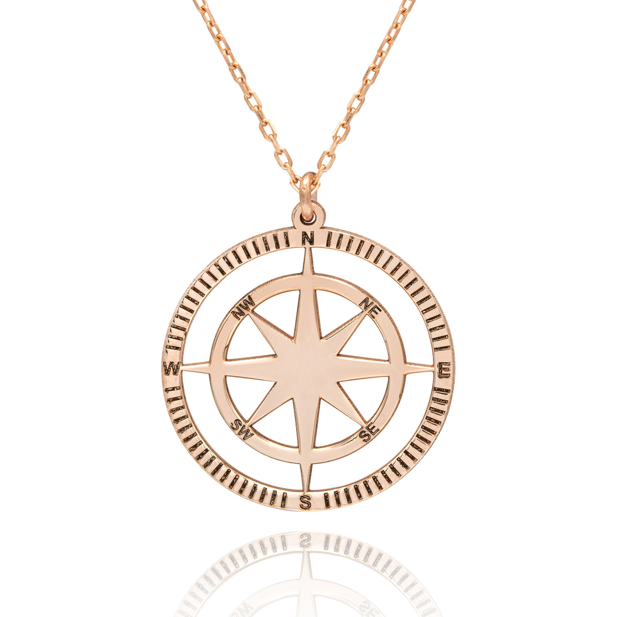 925 Sterling Silver Compass Necklace