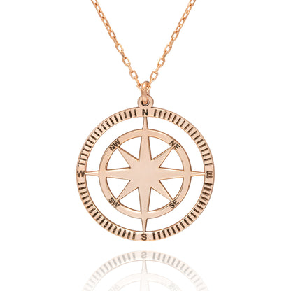 925 Sterling Silver Compass Necklace