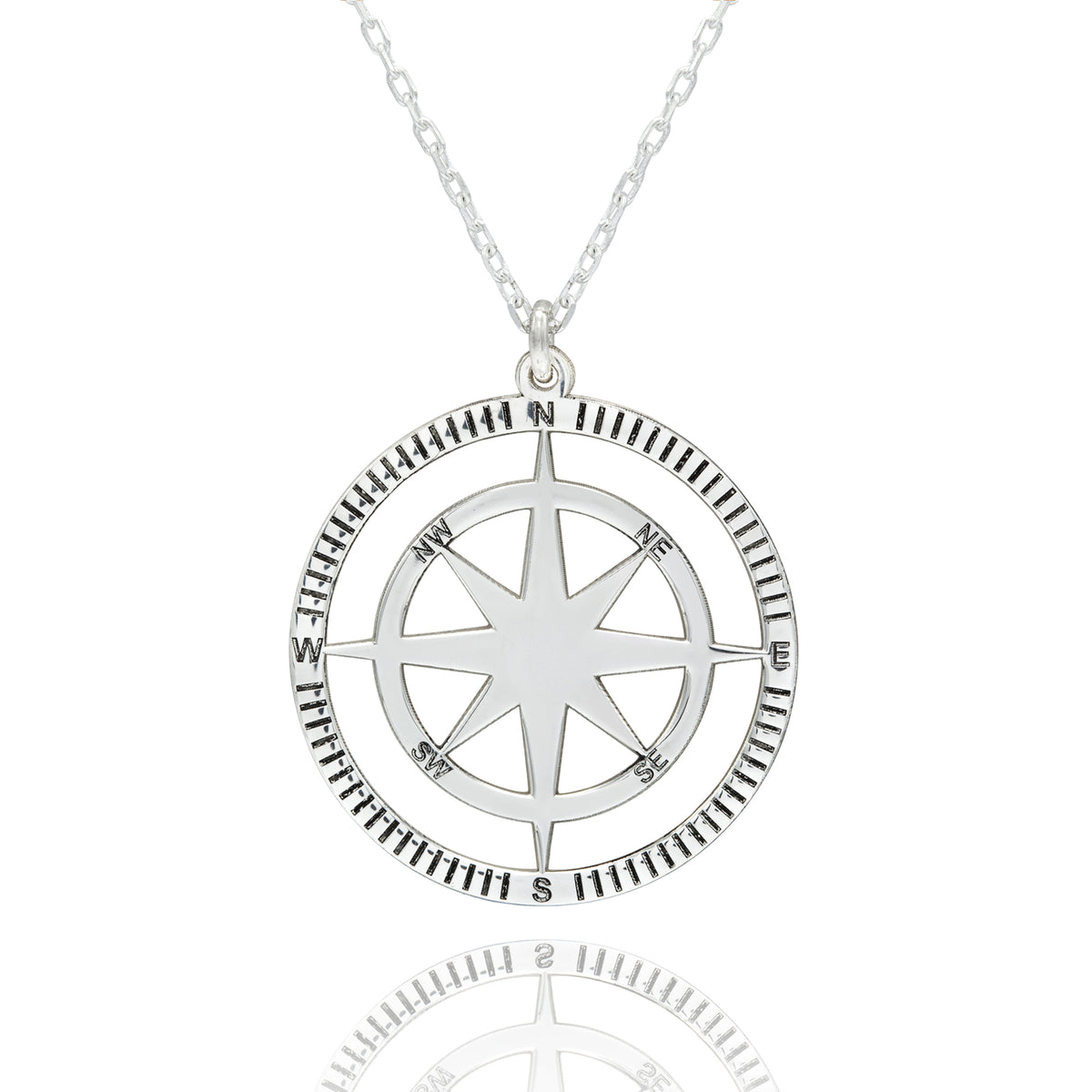 925 Sterling Silver Compass Necklace