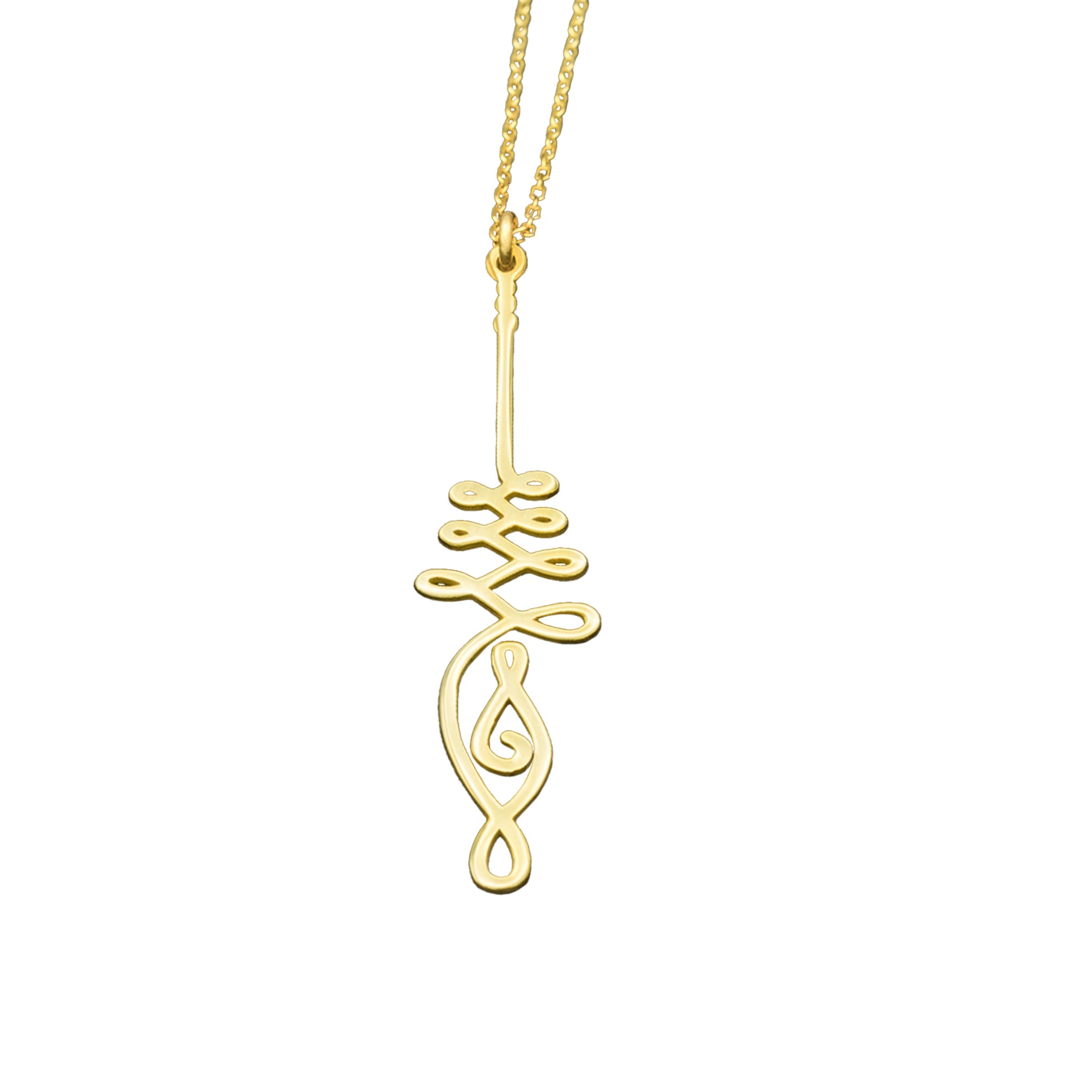925 Sterling Silver Slim Unalome Gold Necklace