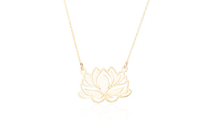 925 Sterling Silver Gold Lotus Flower Necklace