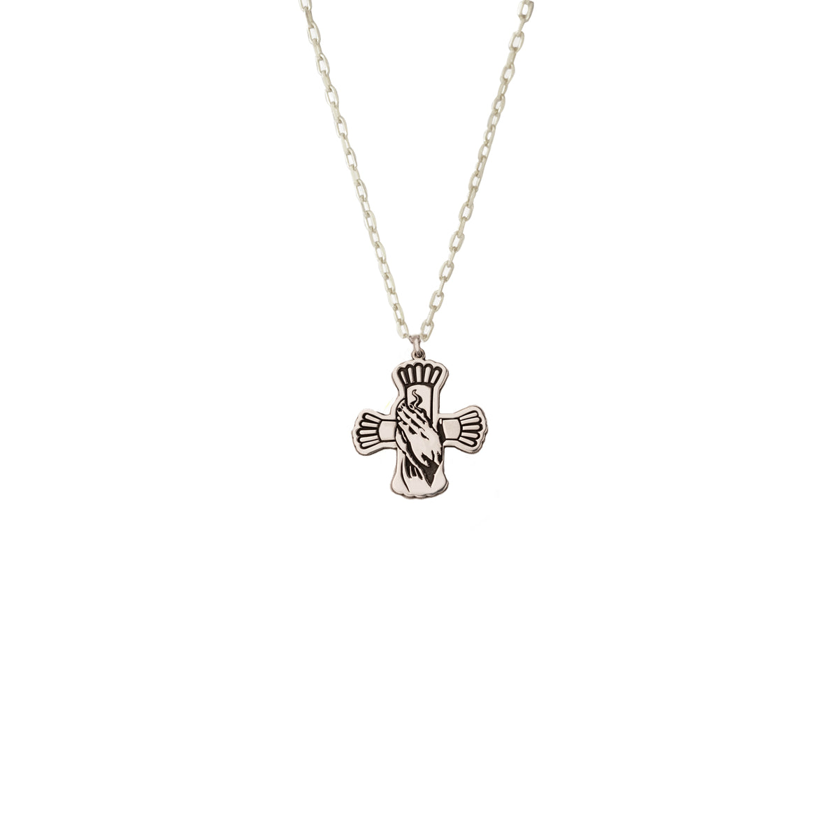 925 Sterling Silver Praying Hands Necklace