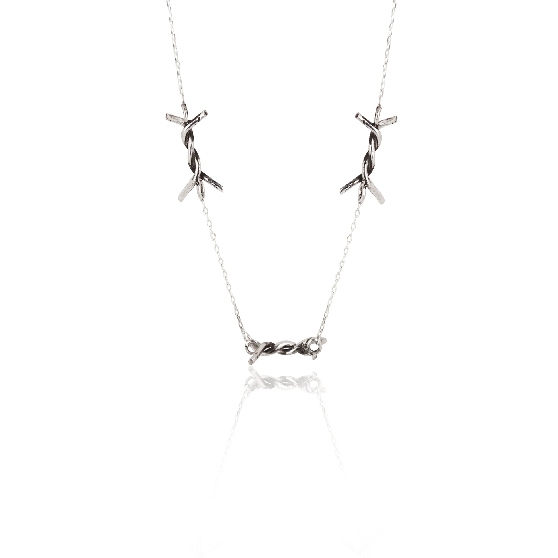 925 Sterling Silver Barbed Wire Necklace