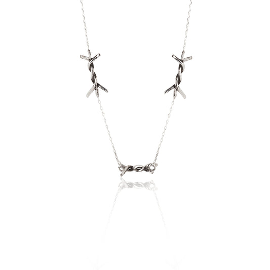925 Sterling Silver Barbed Wire Necklace