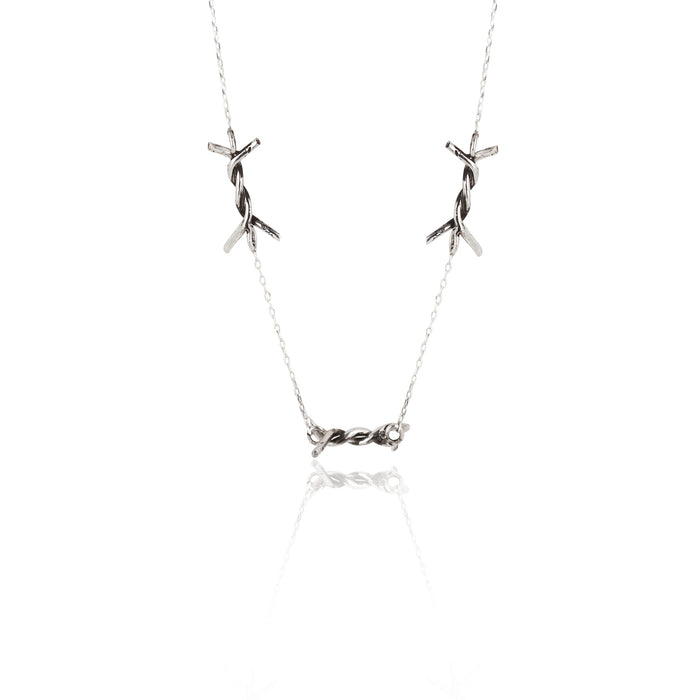 925 Sterling Silver Barbed Wire Necklace