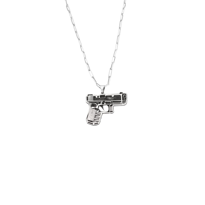 925 Sterling Silver Hand Gun Necklace