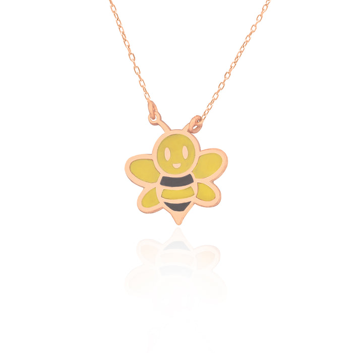 925 Sterling Silver Bee Enamel Necklace