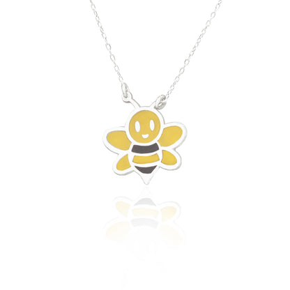 925 Sterling Silver Bee Enamel Necklace