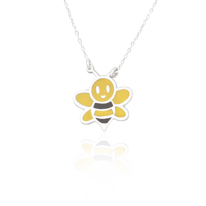 925 Sterling Silver Bee Enamel Necklace