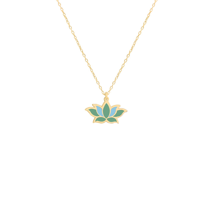 925 Sterling Silver Lotus Enamel Necklace