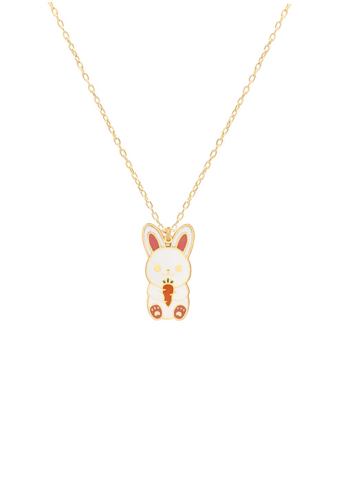 925 Sterling Silver Enamel Baby Rabbit Necklace